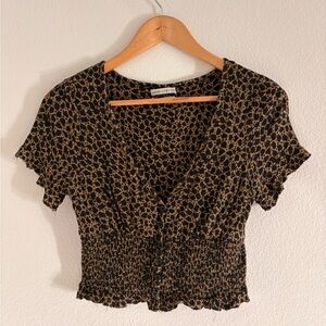 Urban Outfitters Black and Brown Animal Print Blouse